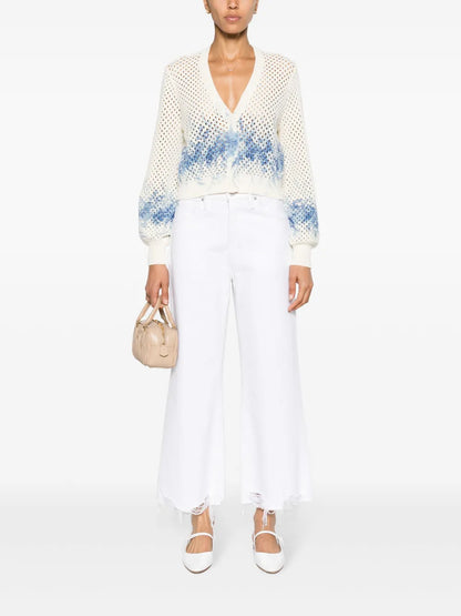 Press-Stud Open-Knit Cardigan