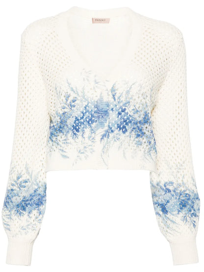 Press-Stud Open-Knit Cardigan