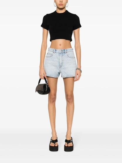 Logo-Embossed Cropped Top