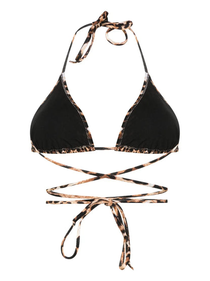 Leopard-Print Velour Bikini Top