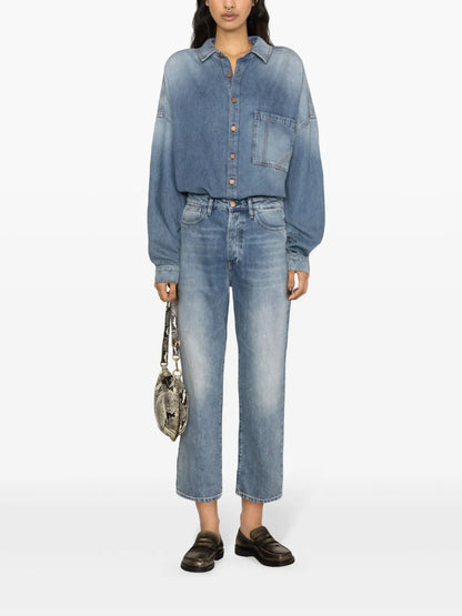 Sabina Girlfriend Mid-Rise Straight-Leg Jeans