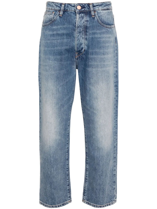 Sabina Girlfriend Mid-Rise Straight-Leg Jeans