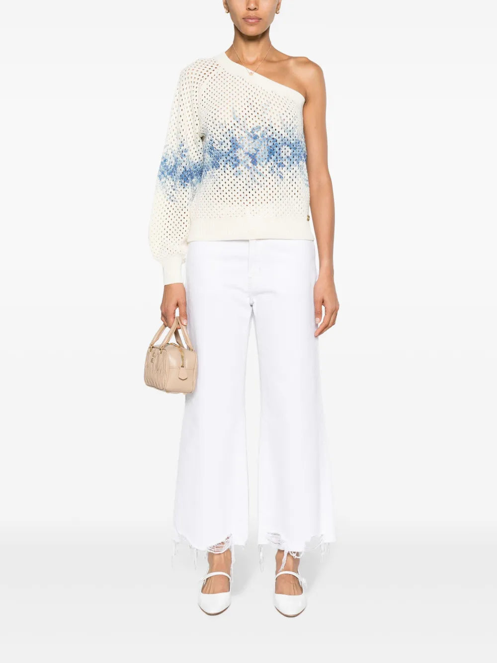Asymmetric Open-Knit Top