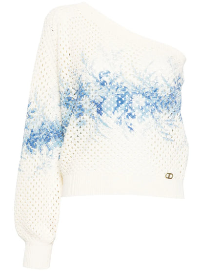 Asymmetric Open-Knit Top