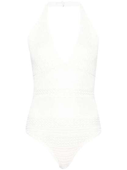 Halterneck Crochet-Knit Bodysuit