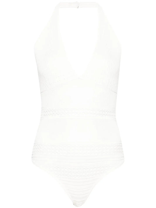 Halterneck Crochet-Knit Bodysuit