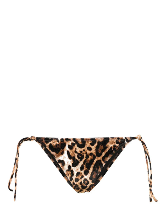 Leopard-Print Velour Bikini Bottoms