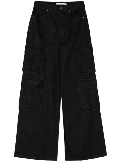 Mid-Rise Wide-Leg Cargo Jeans