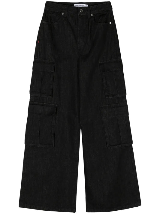 Mid-Rise Wide-Leg Cargo Jeans