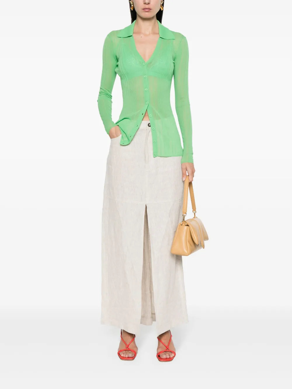 Ribbed V-Neck Cardigan