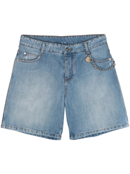 Chain-Detail Denim Shorts