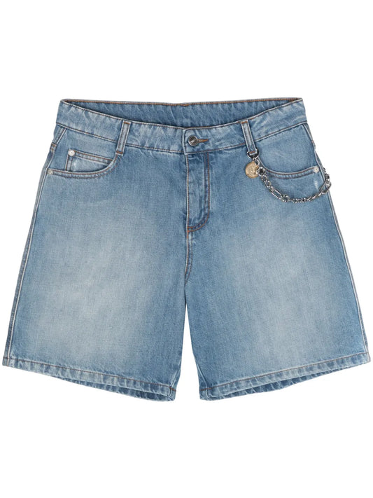 Chain-Detail Denim Shorts