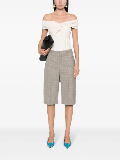 Houndstooth-Pattern Tailored Shorts