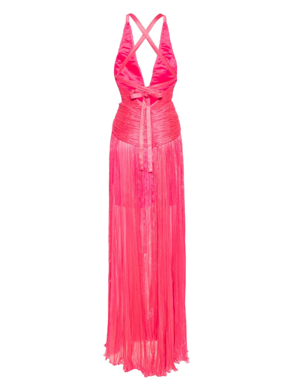 Claire V-Neck Plissé Gown