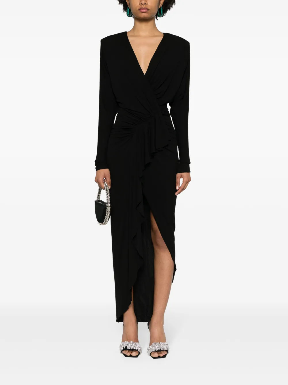 V-Neck Crepe Maxi Dress