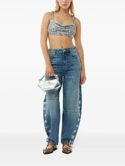 Sequined Cropped Top