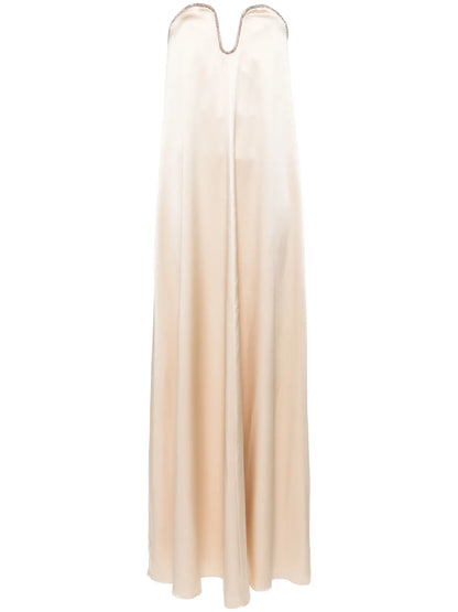 Rhinestone Satin Maxi Dress