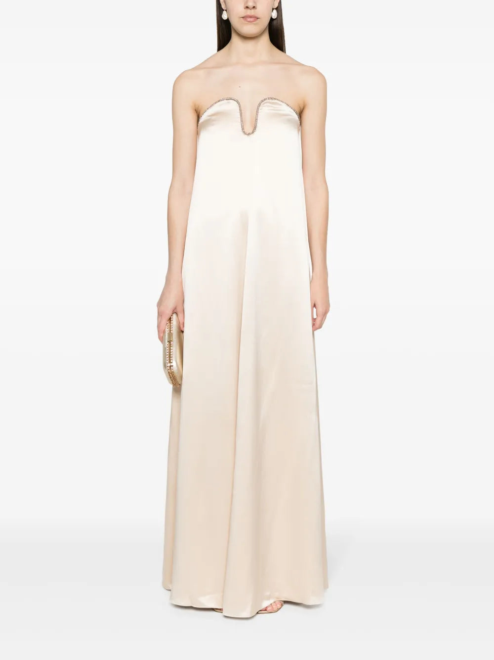 Rhinestone Satin Maxi Dress