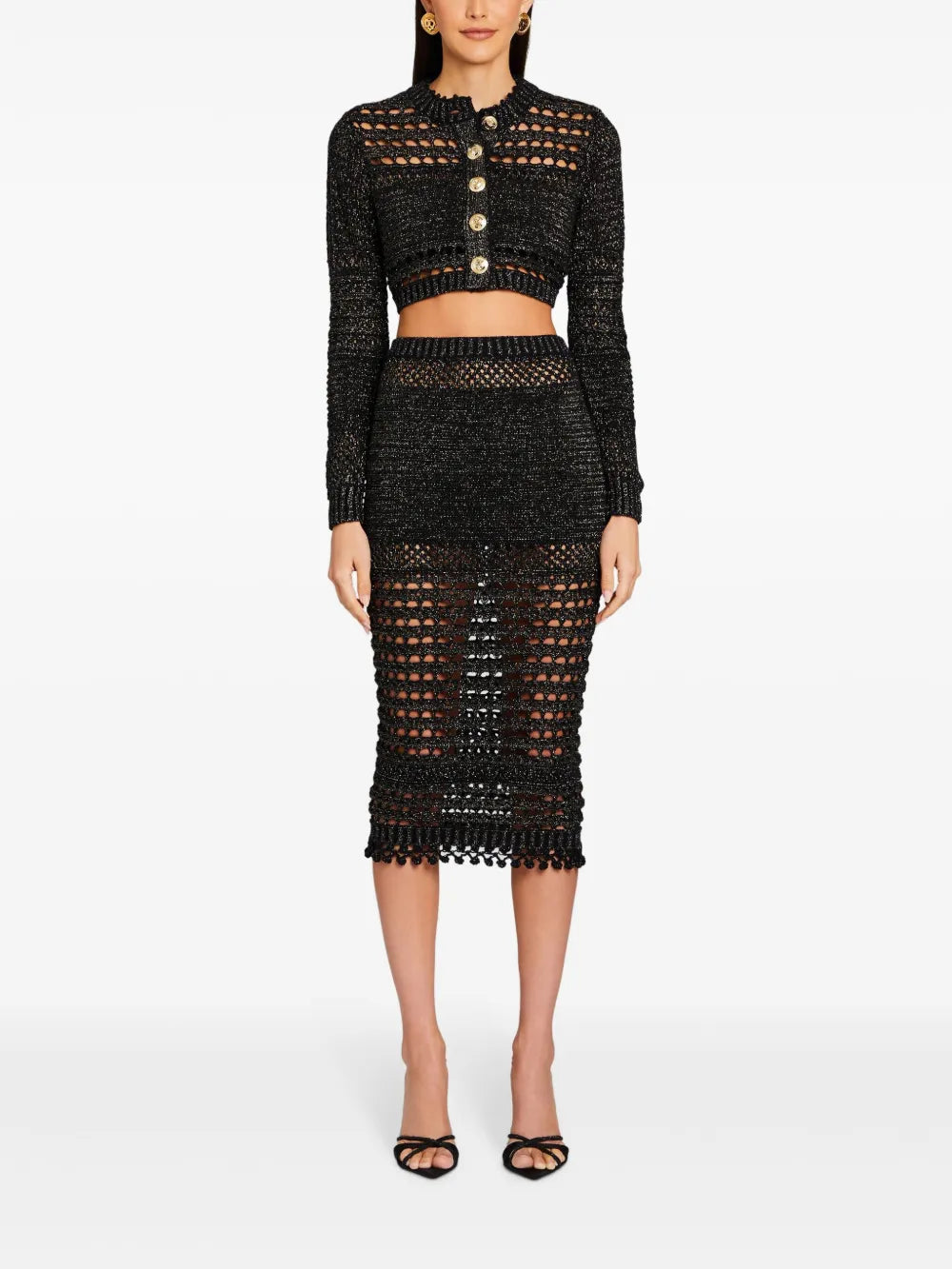 Nico Crochet-Knit Cropped Cardigan