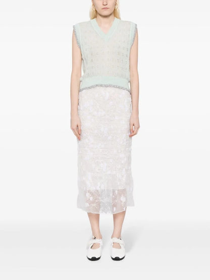 Fil-Coupé Semi-Sheer Midi Skirt