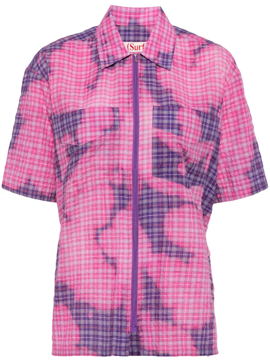 Bleached-Effect Zip-Up Shirt