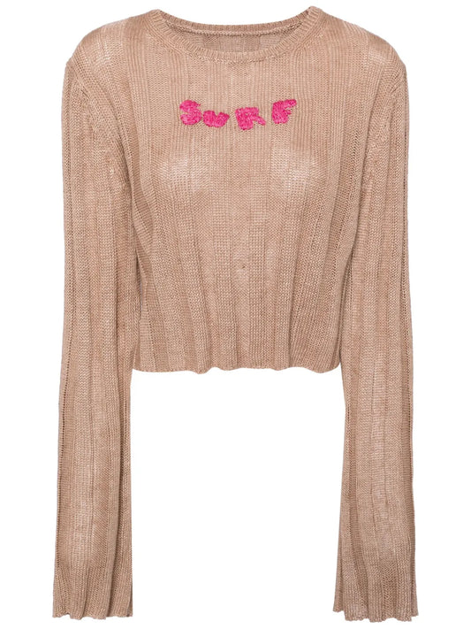Embroidered-Motif Linen Jumper