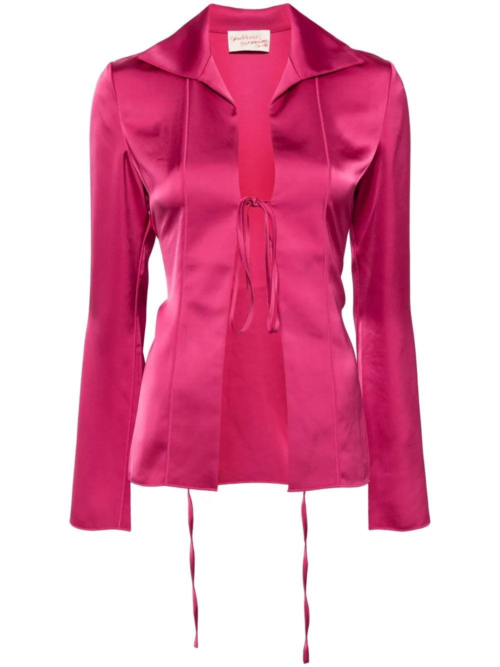 Satin-Finish Tie-Fastening Blouse