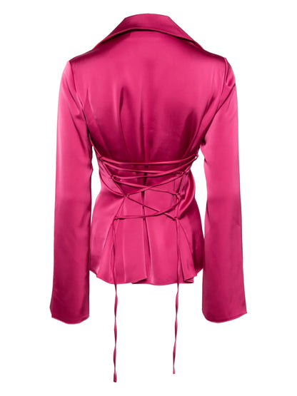 Satin-Finish Tie-Fastening Blouse
