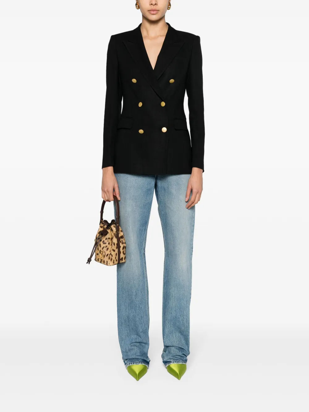 Peak-Lapels Double-Breasted Blazer