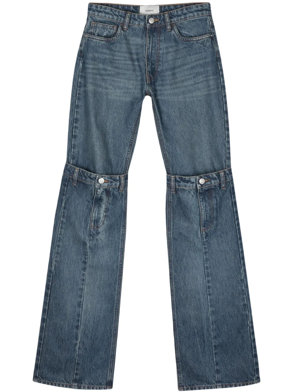 Layered-Design Cotton Jeans
