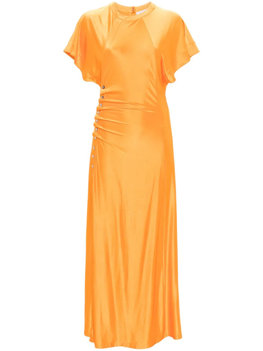 Gathered Short-Sleeved Maxi Dress