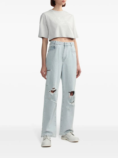 Logo-Embroidered Cropped T-Shirt