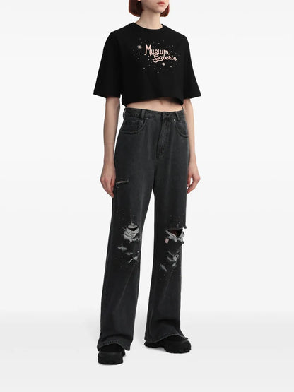 Logo-Embroidered Cropped T-Shirt