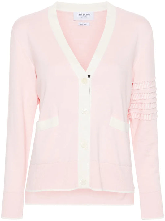 Contrast-Border Cotton Cardigan
