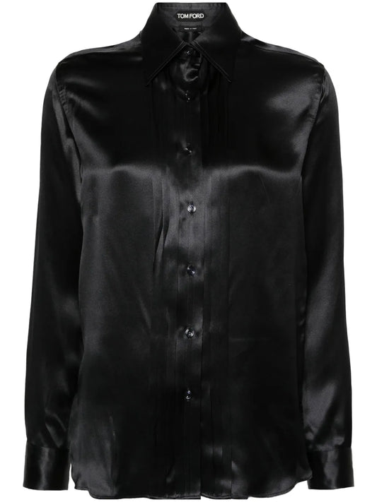 Camicia In Seta Con Dettaglio Plissettato