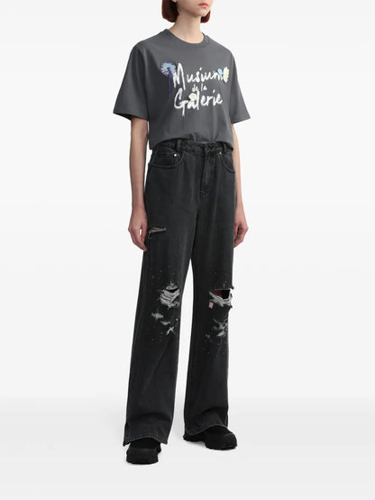 Floral-Appliqué Cotton T-Shirt