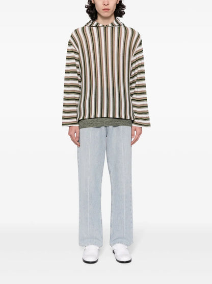 Striped Linen-Blend Hoodie