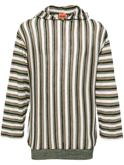 Striped Linen-Blend Hoodie