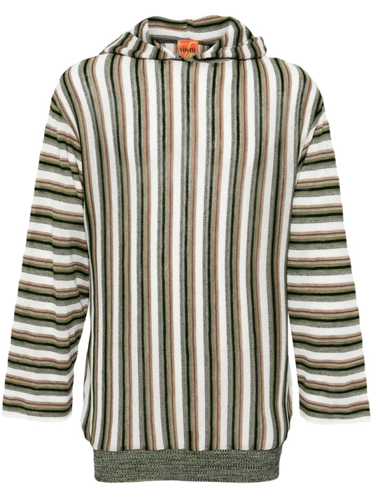 Striped Linen-Blend Hoodie