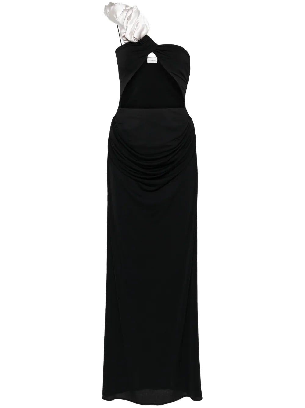 Floral Appliqué One-Shoulder Dress