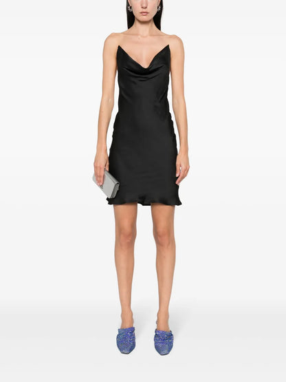 Cowl-Neck Satin Slip Dress