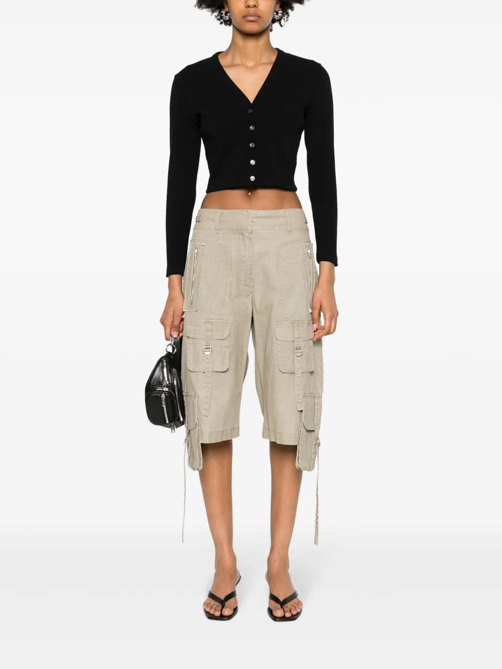 Long-Embossed Cropped Cardigan