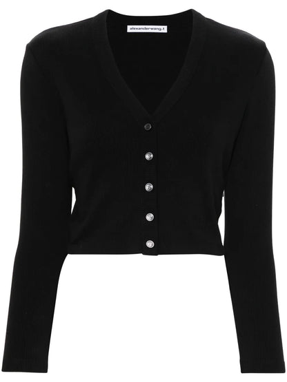 Long-Embossed Cropped Cardigan