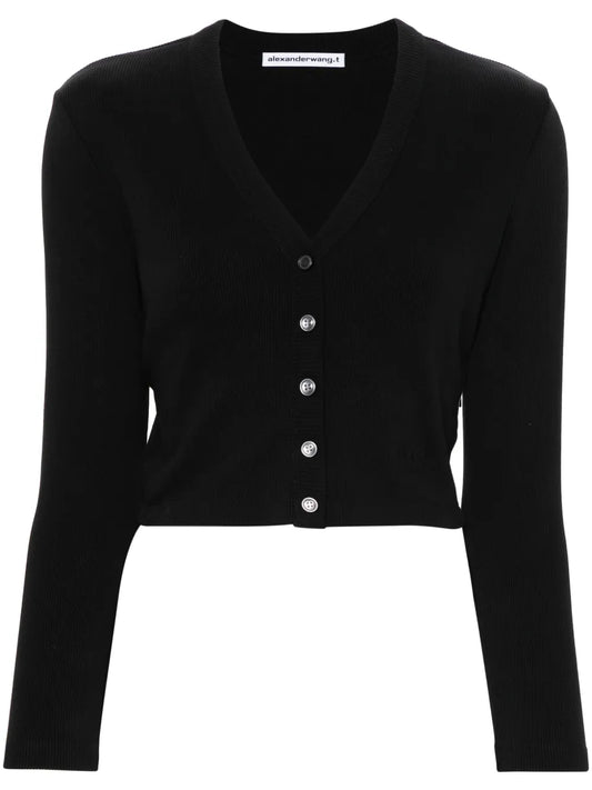 Long-Embossed Cropped Cardigan