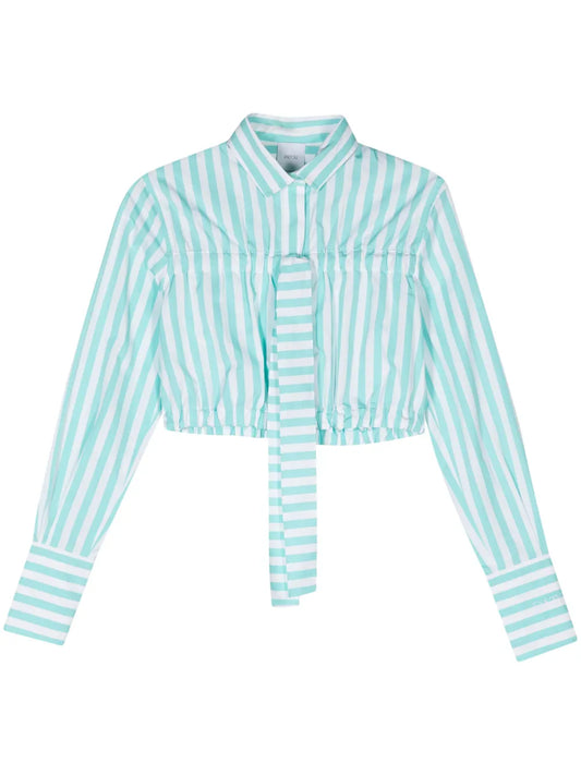 Bow-Detail Striped Shirt