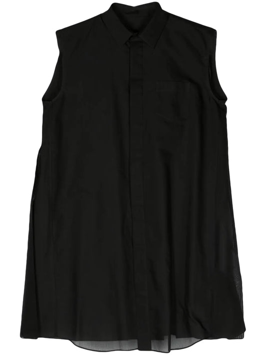 Sleeveless Voile Shirt Dress