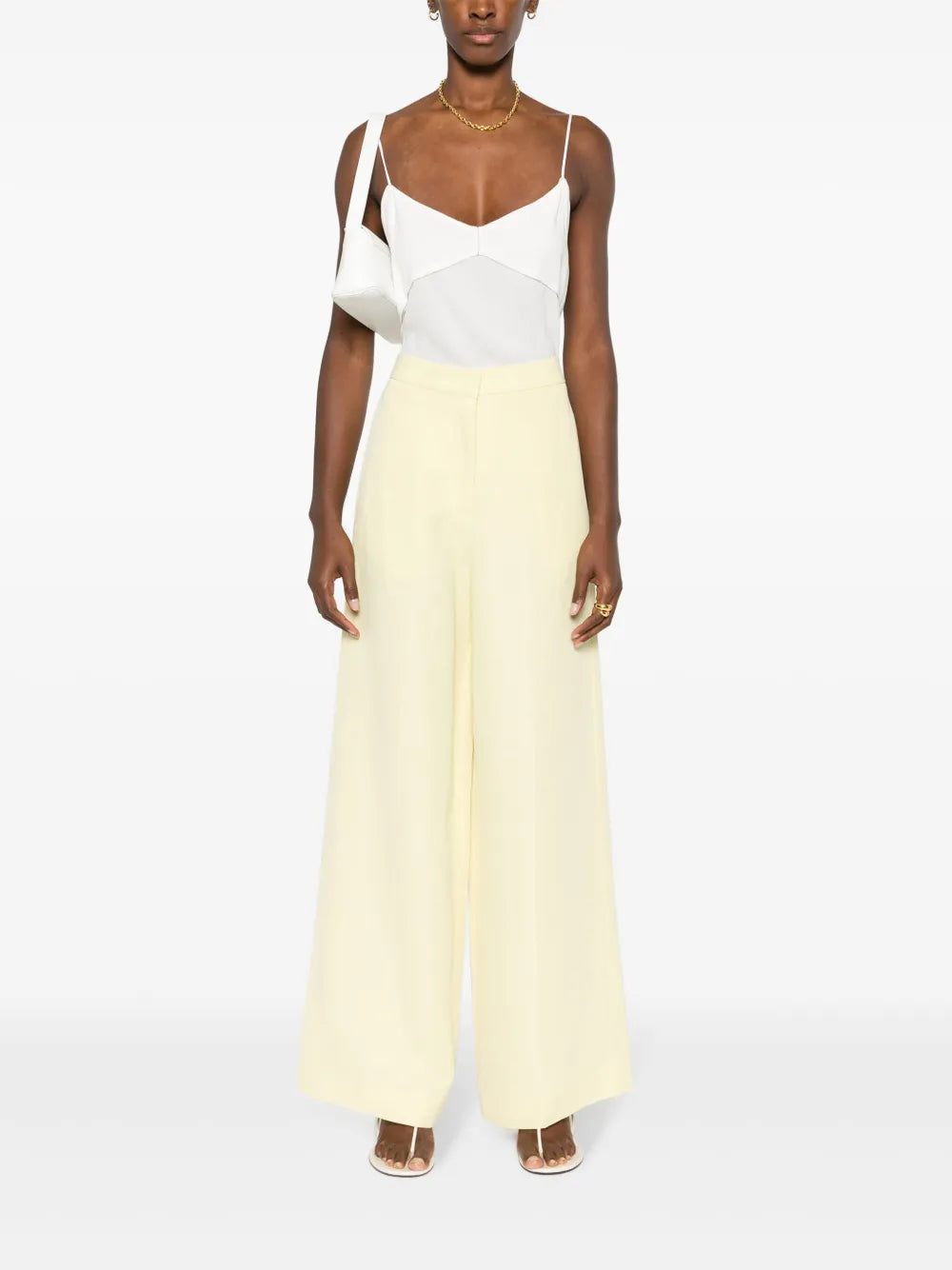 Slub-Texture Straight Trousers