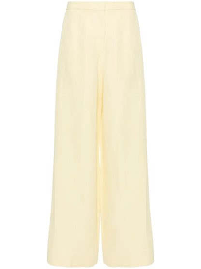 Slub-Texture Straight Trousers