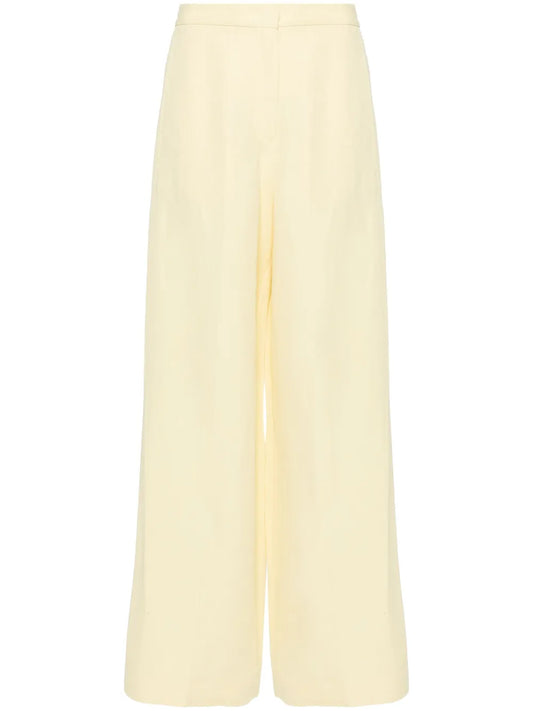 Slub-Texture Straight Trousers