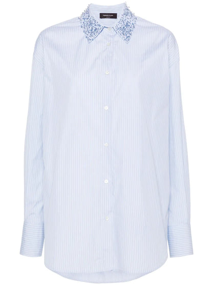 Crystal-Embellished Striped Shirt